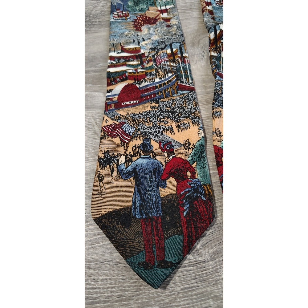 Tango by Max Raab Tie Silk Americana Series‎ "Down By the River" Patriotic 1887